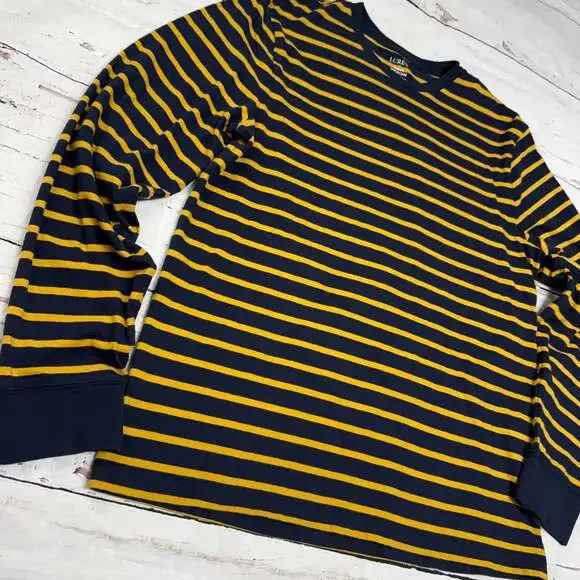 J.Crew Re-Imagined Navy Yellow Striped Long Sleeve Top Size M - Picture 3 of 8